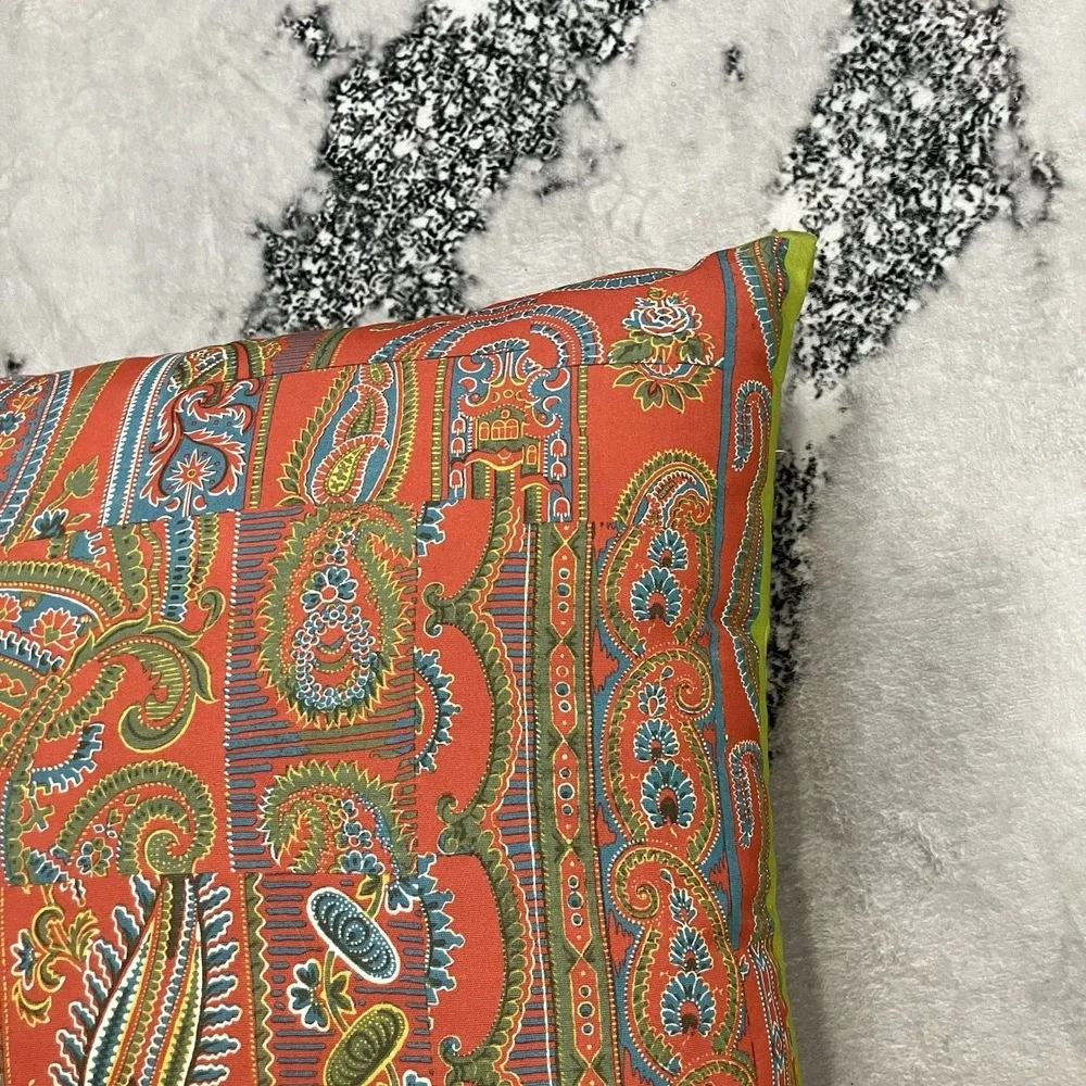 Pottery Barn Paisley Couch Throw Pillow Coral Teal‎ Green 20x20 Insert